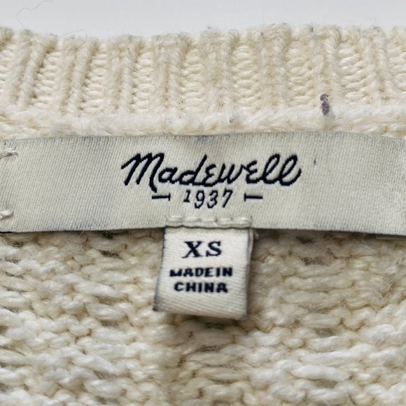 Madewell Navy/White Colorblock Cableknit Pullover Sweater (size XS) - Picture 8 of 9